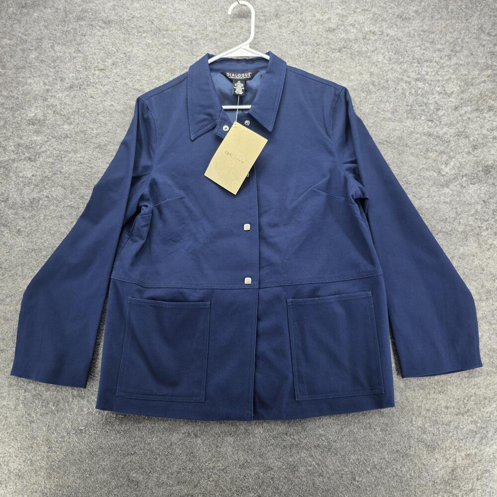 Dialogue Jacket Womens 14 Button Up Workwear Spandex QVC Pockets Blazer Career
